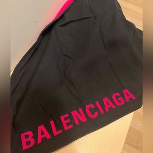 Large wool Balenciaga shawl/wrap. Pink on one side and black in the other